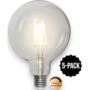 5-Pack | G125 Globelamp - E27 - 7.5W - Extra Warm Wit - 2700K - Dimbaar - Filament - Helder