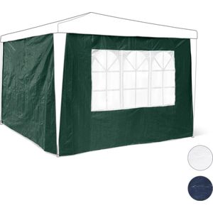 Relaxdays partytent zijwand 2 stuks - voor 3x3 feesttent - klittenband - met raam - blauw