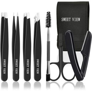 7-delige roestvrijstalen wenkbrauwpincet set voor precisie scheren en ontharen