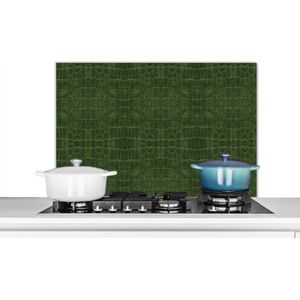 Spatscherm keuken - Leer - Groen - Dierenprint - Dieren - Keuken - 80x55 cm - Spatwand fornuis - Muurbeschermer