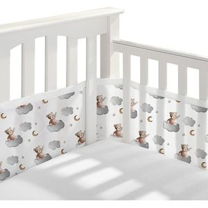 Buxibo - Baby Bed Omrander - Bedbumper - Hoofdbeschermer - Set van 2 - 340x30cm & 160x30cm - Beertjes