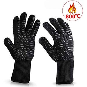 Ovenhandschoenen - Ovenhandschoen - Ovenwanten - Hittebestendige BBQ & Ovenhandschoen - Anti Slip - 2 handschoenen - Zwart