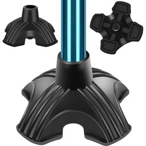 Rubberen wandelstokpunten, antislip wandelstokmat voor ondersteuning op vier poten, vervanging voor wandelstokpunten van vier voet voor standaard opvouwbare wandelstokken met een diameter van 1,9 cm. Accessoire voor wandelstokken.