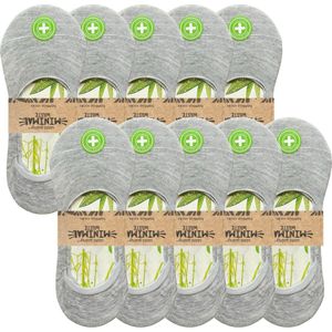 green-goose® 10 paar Dames Footies | Bamboe Sneakersokken | Grijs | Anti zweet | 35-42 | Ecologisch en Duurzaam