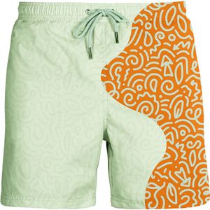 SEA'SONS - Zwembroek Heren - Kleurveranderend - Doodle - Oranje-Mint - Maat XXL (SEASONS - Kleur veranderend)
