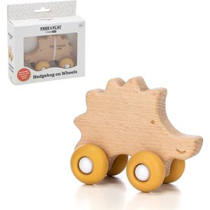Free2Play - Houten speelgoed auto met siliconen wielen - Egel / Hedgehog