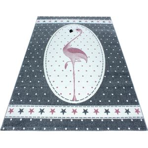 Vloerkleed kinderkamer - Flamingo - roze - 80x150 cm