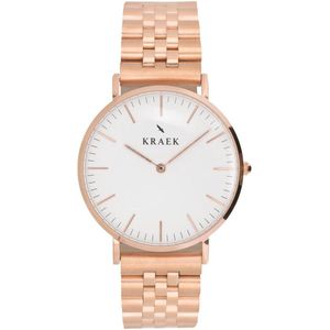KRAEK Danita Rosé Goud Wit 36 mm | Dames Horloge | Stalen horlogebandje | Schakelbandje | Minimaal Design | Svelte collectie