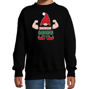 Bellatio Decorations kersttrui/sweater voor jongens - Sterkste Gnoom - zwart - Kerst kabouter 152/164