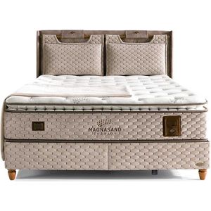 Bambi Magnasand - Bed Boxspring Set - Bed Set met Matras - Bed Set met Topper - 2 x Bedbox, 1 x Bedhoofdeinde - Lichtbruin - 140x200