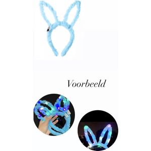 Akyol - Konijnen hoofdband blauw – Konijn – lichtgevende haarband – vacht - dieren - oren-konijn diadeem- – oren konijn -vossenoor -carnaval -feest - haarband -diadeem-festival - accesoires – verjaardag – verassing – cadeau