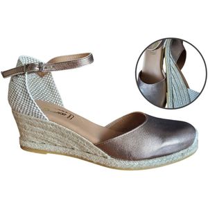 Stravers - Espadrilles met Sleehakken Maat 45 - Brons - Grote Maten Dames Sleehakken