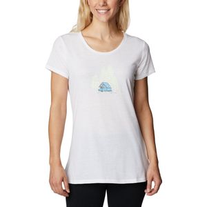 Columbia Daisy Days T Shirt Dames met Print - Outdoorshirt met Korte Mouwen - Zweetafvoerende Stof - Wit - Maat M