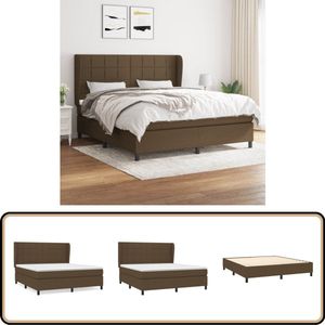 vidaXL Boxspring - Stof - Donkerbruin - 180x200 cm Boxspringbed - Slaapcomfort - Donkere Kleuren - Houten Frame - Pocketveermatras