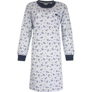 Tenderness Dames Nachthemd - Fleece - Bloemetjes - Licht Blauw - Maat S