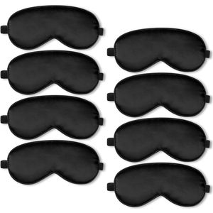 8 stuks slaapmaskers, zijden slaapmaskers met verstelbare bandjes, verduisterende slaapmaskers, zachte zijden slaapmaskers voor mannen en vrouwen (zwart)