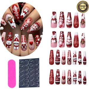 GUAPÀ® Plaknagels 24 Delige Kerst Nagelset | 24 stuks valse nagels | Press On Nails | Zelfklevende Plaknagels | Nepnagels | Kunstnagels | Compleet plaknagels starterspakket | Nagels Wraps | Nail Art | 24 stuks plaknagels Kerst Nagels Diverse Patronen
