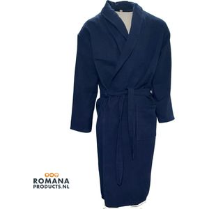 Romana Products Wafel - Badjas Ongevoerd - Donker Blauw - Maat S/M - Ochtendjas - Kamerjas - Luxe Wellness - Ademend Katoen - Duurzaam en Zacht