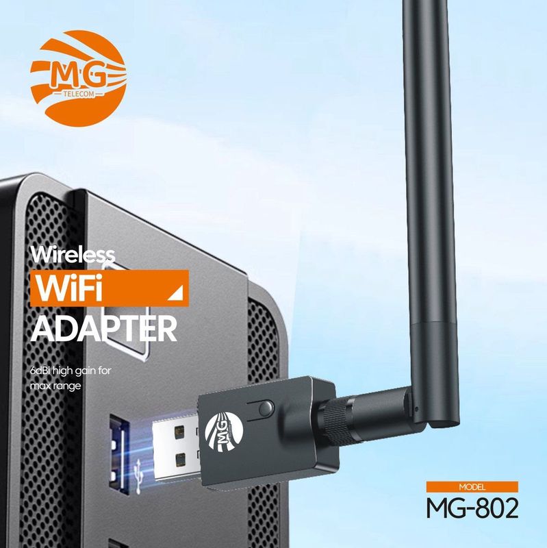MG - USB 2.0 Wifi USB Adapter - 300Mbps - Met Antenne - 2,4Ghz - 5Ghz