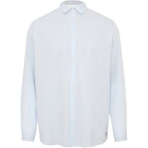 s.Oliver - Big Size - Casual Overhemd - Lichtblauw - 100% Katoen, Regular Fit, Lange Mouwen