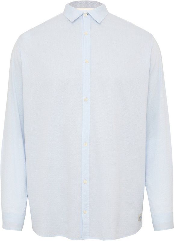 s.Oliver - Big Size - Casual Overhemd - Lichtblauw - 100% Katoen, Regular Fit, Lange Mouwen