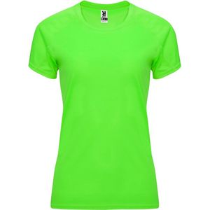 Fluorescent Groen dames sportshirt korte mouwen Bahrain merk Roly maat M