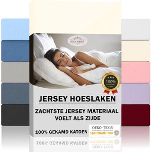 Silky Jersey  Zijdezachte Jersey Hoeslaken Strijkvrij 100% Gekamd Katoen - 200x200+30 cm  Crème