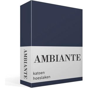 Ambiante Cotton Uni - Hoeslaken - Eenpersoons - 80x200 cm - Dark Blue