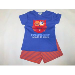 Wiplala - Jen & James - Zomer pyjama - Meisje - Blauw orange - Uiltje , 8 jaar  128