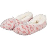 Apollo - Ballerina Sloffen - Roze - Fleece - Antislip - Dierenprint