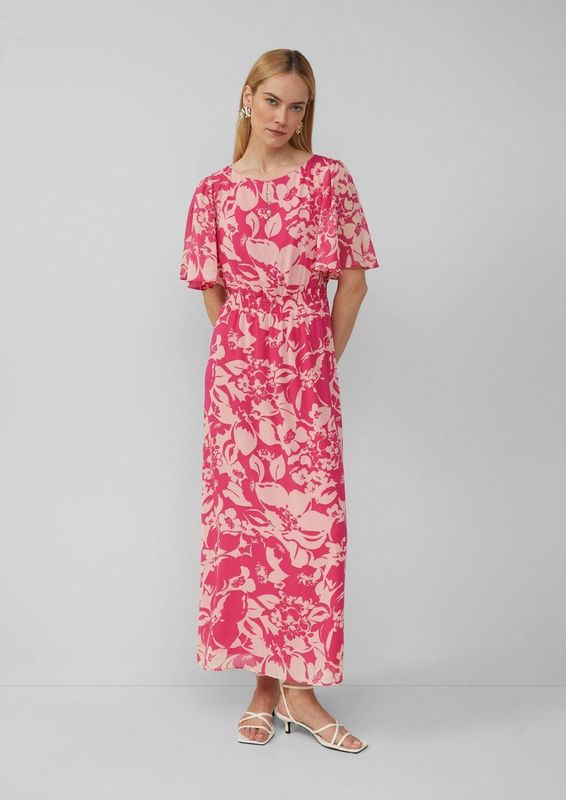 Jurk - Chiffon Maxi-jurk - All-over Print - Volantmouwen