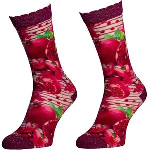 Sock my Feet Sokken - Pomegrenate - 1 paar vrolijke sokken met print - Dames - Maat 39/42