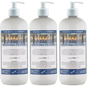 Handzeep Hammam Herbal 1 liter - set van 3 stuks - met gratis pomp - Voordeelverpakking
