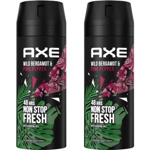 Axe Wild Bergamot & Pink Pepper Deodorant / Bodyspray - Voordeelverpakking 2 x 150 ml