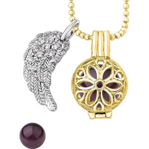 Quiges Engelenroeper 12mm Bolhouder met Ketting 70cm en Bolletje - Dames - Goudkleurig Bloem - EBS12107