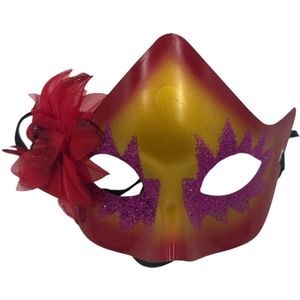 Orange Red Masker with Glitter Purple Lashes