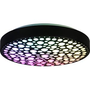 Reality - LED Plafondlamp - Plafondverlichting - 22W - Aanpasbare Kleur - RGB - Afstandsbediening - Dimbaar - Rond - Zwart - Kunststof