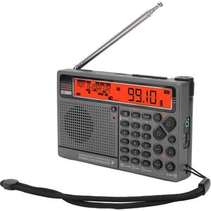 Draagbare noodradio - 2500mAh oplaadbaar, Multiband AM/FM/kortegolven/middengolven/AIR/V.UHF/WB, Bluetooth, SOS-alarm, LED lamp, Geschikt voor buiten (Oranje)