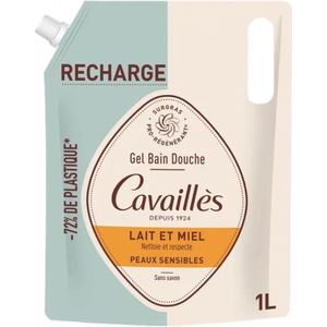 Cavaillès Bad- en Douchegel Voor Gevoelige Huid Melk en Honing Eco-Refill1 L