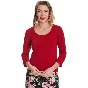 Banned - Scoop Neck Longsleeve top - L - Rood