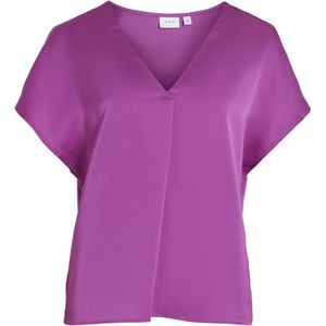 VILA VIELLETTE V-NECK S/S SATIN TOP - NOOS Dames Top - Maat 38