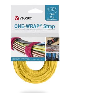 VELCRO® One Wrap® Strap - 20 mm x 230 mm - 25 stuks - Geel