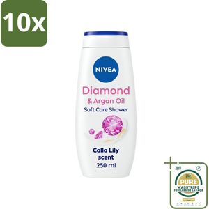 10 x Nivea - Diamond Touch Douchegel - Sensuele Leliegeur - 250 ml - Grootverpakking - Douchegel - Diamantpoeder - Witte Aronskelk - Sensuele Geur - Hydraatatie