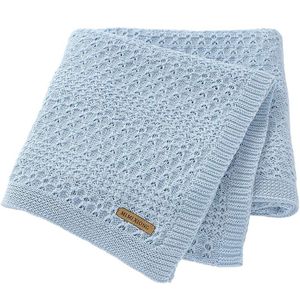 Zacht Katoenen Babydeken met Honingraatstructuur – Lichtblauw, 100x80 cm voor Kinderwagen & Reizen