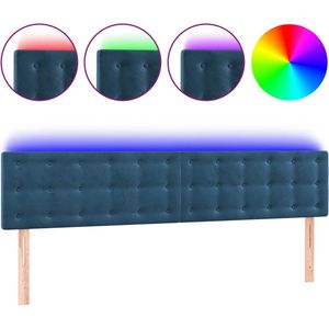 vidaXL - Hoofdbord - LED - 180x5x78/88 - cm - fluweel - donkerblauw