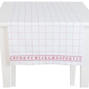 Clayre & Eef - Tafelloper - Kruissteek patroon - Rood - 50 x 140 cm