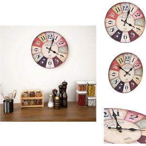 vidaXL Retro Wandklok - Meerkleurig MDF - 30 cm diameter - Klok