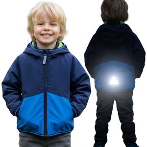 Overgangsjas voor kinderen met capuchon, marineblauw