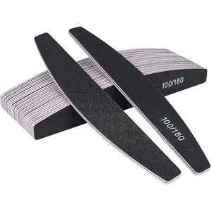 16 STKS Nagelvijlen, 100/180 grit Dubbelzijdige Emery Board, Professionele Nagelvijlset Gebogen Vingernagelvijlen voor Nagelverzorging en Styling (Zwart)
