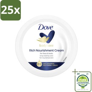 25 x Dove Bodycrème - Voedend - 150 ml - Grootverpakking - Voedende Crème - Intensieve Hydratatie - Zachte Huid - Beschermende Crème - DeepCare Complex